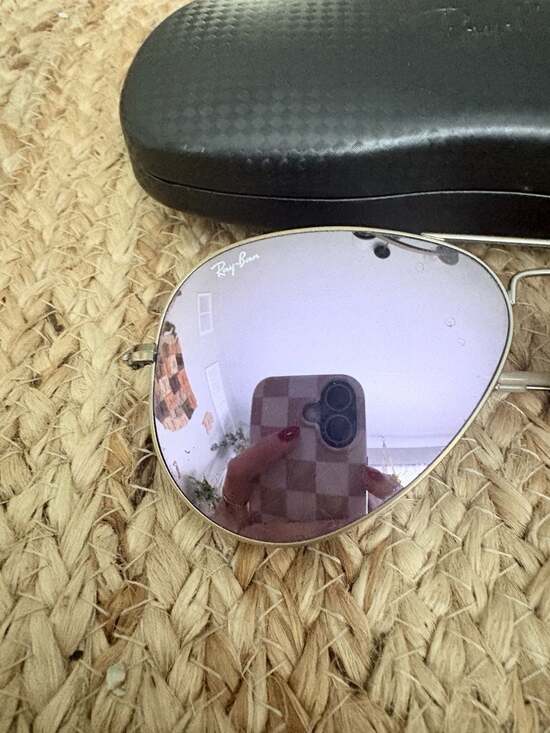 Ray-Ban RB3025 Aviator Large Metal Sunglasses with Purple Mirror Lenses - Picture 2 of 7